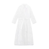 MQTIME  -  New White Midi Dress Long Sleeve Embroidery Blouse Dress Regular Fit Fashion Women's Dress Mujer Chic Vestidos