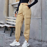 Mqtime Cargo pants for women  high-waist loose casual trousers straight leg multi-pocket fashion women street outdoor sports pants