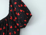 MQTIME  -  Summer new French square neck bubble sleeve short sleeved floral slim fit women's dress short skirt