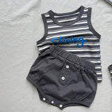 MQTIME  -  New Summer 0-24M Infant Baby Boys Girl Clothes Suit Sleeveless Striped Letter Printed Vest+PP Shorts Children Clothes Set