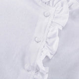 MQTIME  -  Women's White Ruffle 2 Piece Short Outfits Ruffle Crop Top High Waist Shorts Casual Fashion Streetwear Female Sets New