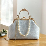 Mqtime Vintage Classic Lace Bag Beads Wedding Shell Lock Bags Women Shoulder Crossbody Bag Chain Women's Handbags Purses