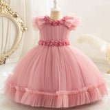 MQTIME  -  New Fashion Baby Girl Princess Butterfly Tutu Dress Puff Sleeve Child Tulle Pageant Party Birthday kids Ball Gown 2-10Y