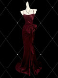 MQTIME  -  Red Celebrity Dress Ruffle Mermaid Spaghetti Strap Red Carpet Anniverasry Meeting Cocktail Dress Long Maxi Party Evening Gowns