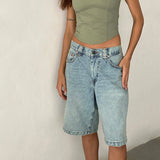 MQTIME  -  Women's Jean Shorts Y2k Loose Denim Baggy Bermuda Shorts Low Rise Wide Leg Trendy Casual Summer Denim Shorts