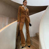  MQTIME  -  Elegant Velvet Women's Blazer Trouser Suit Lapel Single-Breasted Slim Lady Set 2026 Winter Spring Chic 2 Pieces Set Women New
