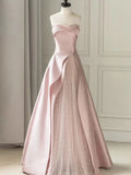 MQTIME  -  Pink Strapless Evening Dress Celebrity Banquet Party Dress Light Luxury Costume Engagement Dress Pink Patchwork Strapless Gown