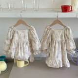 MQTIME  -  New Spring European American Style Sister Dress 1-4Yrs Girl Party Dress Long Sleeved Cotton Print Kids Princess Dresses