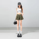 MQTIME  -  Y2K Green High Waist Cargo Denim Shorts Women with Belt Pocket Bodycon Summer Streetwear Hot Pants