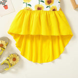 MQTIME  -  2Piece Summer Girls Boutique Clothes Fashion Cute Flowers Sleeveless Baby Tops+Denim Shorts Luxury Kids Clothing Set