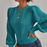 MQTIME  -  Women Sweaters Solid Color 2025 Autumn Winter Soft Warm Tops Loose Female Pullover Lantern Sleeve Knitted Sweater