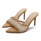 MQTIME  -  New European and American Style Fine-heeled High-heeled Slippers Women's Pointed Outer Wear Fashionable Women's Slippers