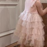 MQTIME  -  Fashion Baby Girl Princess Bow Tutu Layered Dress Sleeveless Infant Toddler Child Tulle Vestido Party Birthday Baby Clothes 1-7Y