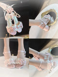 MQTIME  -  Pink Mary Jane Platform Sandals Bow Lace Cutecore Shoes Lolita Mary Jane Shoes White Lolita Shoes Women's Footwear Trend
