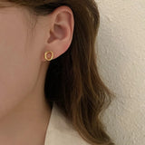 Mqtime Classic Simple Irregular Ellipse Little Stud Earrings for Women Cute Temperament Stainless Steel Korea Fashion Jewelry Accessory