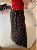 MQTIME  -  Boho Style Maxi Skirts High Waist Floral Printed Hippie Skirt Bottoms Rose Chic Drawstring Loose Fit Skirt Vacation Robes
