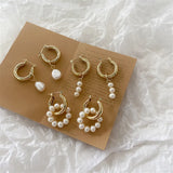 Mqtime Baroque Pearl Gold Color Hoop Earrings For Women Thick Circel Round Hoops Pearl Beads Ear Rings Korean Jewelry