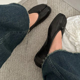MQTIME  -  Fashion Split toe Pleated Soft Leather Women Ballet Flats Spring Summer Casual Walking Lazy Tabi Loafers Girls Dance Shoes