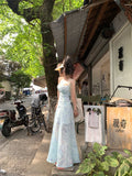 MQTIME  -  Elegant Floral Fairy Dress Women Casual Sweet Y2k Clothing Sexy Strap Dress Even Party One Piece Dress Korean Chic Sleeveless