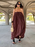 MQTIME  -  ﻿ Fashion Women's Sleeveless Maxi Dress Oversized Pleated Long Dresses Gown Evening Party Chic 2025 Summer Beach Vacation Outfit
