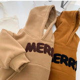 MQTIME  -  New Winter Toddler Girls Hoodies Letter Jacquard Plus Fleece Kids Baby Girls Sweatshirt Hooded Thicken Little Boys Pullovers