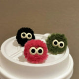 Mqtime Cute Cartoon Eye Plush Ball Ring 2024 Autumn Winter Fashion Design Korean Funny Fluffy Finger Ring Female Jewelry Wholesale