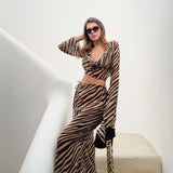  MQTIME  -  Hot-selling Autumn New Product, Open-button Slanted Shoulder Printed Mesh Yarn, European  Horn Sleeve Set Cw99496