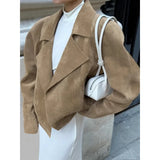 MQTIME  -  Ladd Vintage Suede Autumn/winter Design Sense Blazer with A Loose Collar and A Relaxed Temperament Commuter Jacket