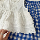 MQTIME  -  New Summer Baby Girls Sleeveless Blouses Lace Embroidery Ruffles Tops Toddlers Kids Cotton Vest Shirts