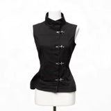 MQTIME  -  New new Chinese retro design single-breasted stand-up collar sleeveless sweet cool women's vest top