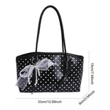  MQTIME  -  PU Leather Polka Dot Shoulder Bag Versatile Handbag Large Capacity with Pendant for Women Ladies Work Shopping Travel Daily Use