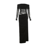 MQTIME  -  2024 Summer New Women's Clothing Style Sexy One Shoulder Mesh Perspective Long Dress for Women