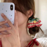 MQTIME  -  Sweet Cherry Bow large Intestine Scrunchie For Women Girls Hair Tie Cute Ornament Hair Band Rubber Band Fashion Hair Accessories