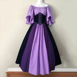 MQTIME  -   Big Swing Skirt  Medieval Retro Slim-fitting Skirt Flying Sleeves Shoulder Dress Female Cos Costume Performance