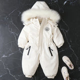 MQTIME  -30℃ Winter Infant Rompers Clothes New Kids Waterproof Hooded Girl Boy Overalls Ski Suit Baby Thick Warm Bodysuit Jacket