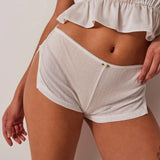 MQTIME  -  Women‘s Y2K Cute Micro Pajama Shorts Soft Side Slit Ruched Elastic Low Rise Stretch Sleep Pj Bottoms Sleep Loungewear