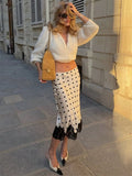 MQTIME  -  Fashion Lace Patchwork Long Skirt Women's Slim High Waist Commute Elegant Party Y2k Skirt Female Summer Maxi Skirt