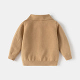 MQTIME  -  Toddler Boys Sweater New Winter Turn Down Collar Solid Color Thicken Warm Kids Boys Polo Knitwear Versatile Little Boy Pullovers
