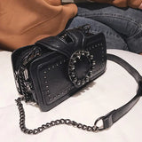 MQTIME  -  Vintage Shoulder Bag for Women PU Leather Armpit Bag Fashion Rhinestone Buckle Crossbody Bag Punk Designer Top-handle Bags