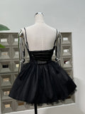 MQTIME  -  Sexy Spaghetti Strap Backless Bow Design Mini Dress Women Pink Black Sleeveless Lace Patchwork A-line Dresses Birthday Party