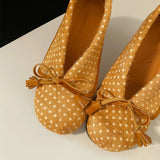 MQTIME  -  Vintage Lapel Design Polka Dot Women Pumps Fashion Bowknot Tassel Horsehair High heels Spring Autumn Female Chunky Modern Shoes