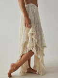 MQTIME  -  Ethnic style lace women's skirt retro irregular medium and long skirt lace curtain skirt cover