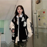 MQTIME  -  Y2k Lamb Wool Bomber Jacket Female Oversized Streetwear 2025 New Women Harajuku Fashion College Uniform Varsity Baseball Jackets
