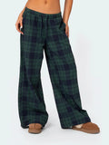 MQTIME  -  Women's Elastic Waist Baggy Pants Spring Summer Striped/Plaids/Letter Heart Print Wide Leg Lounge Bottoms Casual Trousers
