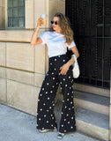 MQTIME  -  Women's Fashion Polka Dot Wide Leg Pants High Waist Flare Hem Commuting Casual Streetwear Trousers New Women Pants