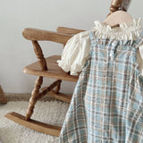 MQTIME  -  Summer Infant Overalls Loose Girl Baby Plaid Suspenders Pants Girl Kid Cotton Sleeveless Jumpsuit Newborn Casual Trousers
