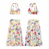 MQTIME  -  Beach Style Dress Sets Femme Floral Printing Crop Top Maxi Skirts Two Pieces Outfits Ethnic Camis Vestidos Boho Suits