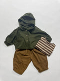  MQTIME  -  Autumn New Children Hooded Windbreaker Solid Boys Dolman Sleeve Zipper Jacket Fashion Girls Loose Coat Cotton Kids Clothes