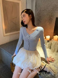 MQTIME  -  White Lace Skirt Women Kawaii Mini A-line Ball Gown Korean Fashion High Wasit Fairycore Coquette Mesh Skirts Cute Girl