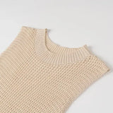 MQTIME  -  Autumn Knitted Dress Round Neck Sleeveless Slim Fit Elegant Dress A-line Sexy Party Sweater Dress Mujer Vestidos